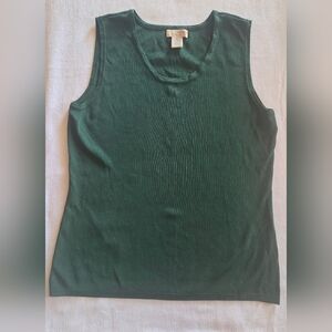 Vintage 90s Choices Green Ribbed Tank Top M Rayon Nylon Clean Girl Y2K